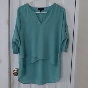 Alfani 3/4 Sleeve Blouse Size 8 Turquoise Blue